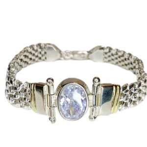 Pulsera centro de piedra en plata y oro