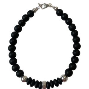 Pulsera hombre plata y piedras