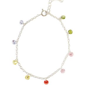 Pulsera con piedritas multicolor plata 925