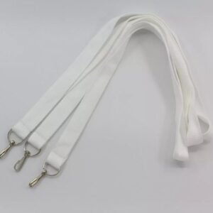 Cinta Poliéster Blanca 90cm c/Argolla sin fin 20mm y Mosquetón Simple
