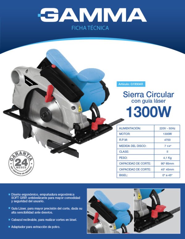 Sierra circular con laser 1300w - G1930AR - Imagen 3