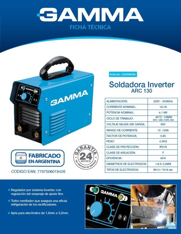 SOLDADORA INVERTER ARC 130 - G3469ARA - Imagen 2