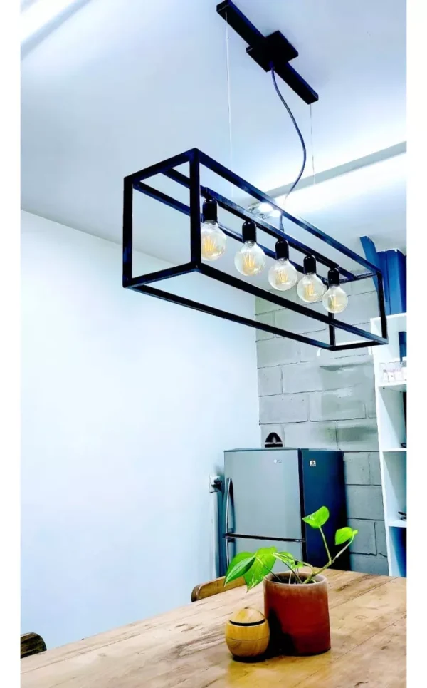 Lampara Hierro Colgante Negro 5 Luces Vintage Led Moderna - Imagen 7