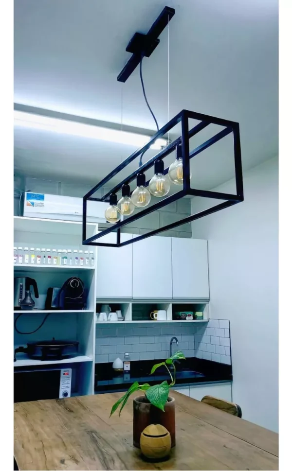 Lampara Hierro Colgante Negro 5 Luces Vintage Led Moderna - Imagen 8