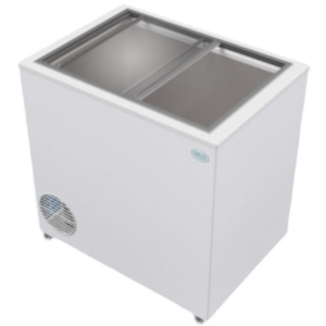 Evaporador con caño de cobre en todos los modelos. Marcos de ABS Termoformados, tapas cristal anti empañante deslizantes.