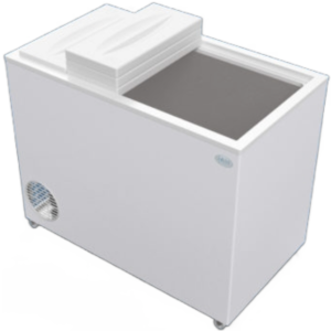 Gabinete exterior en chapa de acero prepintado color blanco e interior en chapa galvanizada.