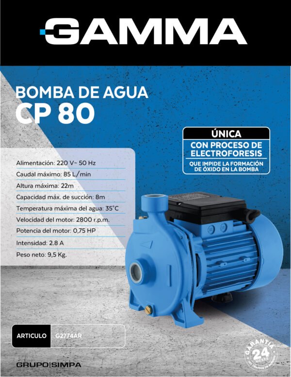 BOMBA DE AGUA CP 80 0.75 HP - G2774AR - Imagen 2