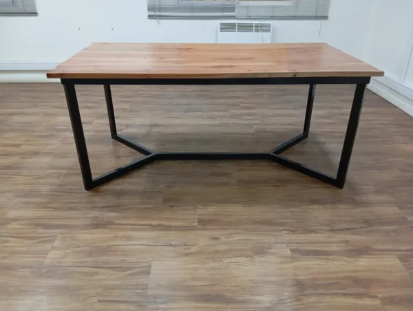 Mesa Rustica Hierro Y Madera Roble Comedor Quincho Galeria