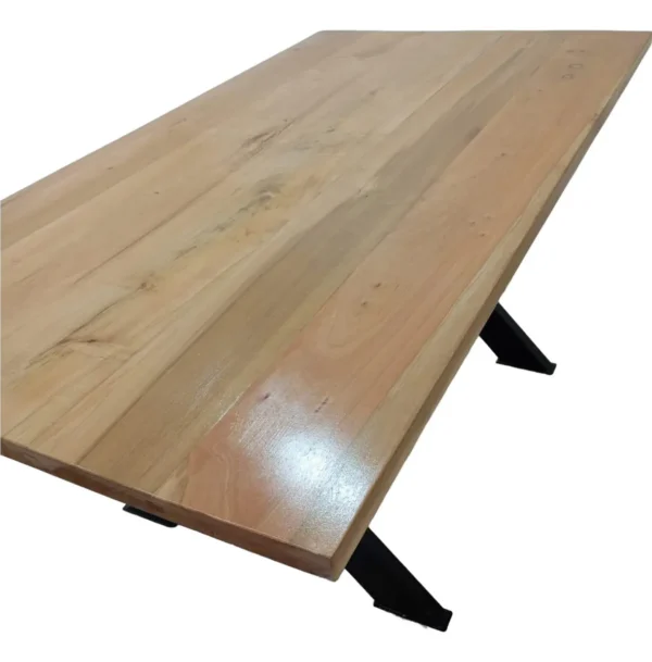 Mesa Rustica Hierro Y Madera Roble Pata En X Quincho Galeria - Imagen 5