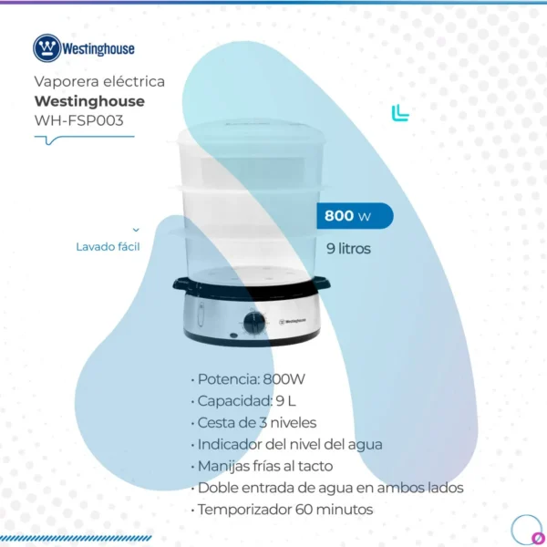 Vaporera eléctrica Westinghouse Home WH-FSP003 color blanco 220V 800W - Imagen 2