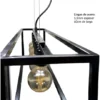 Lampara Hierro Colgante Negro 5 Luces Vintage Rectangular