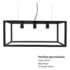 Lampara Hierro Colgante Negro 3 Luces Vintage Rectangular