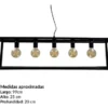 Lampara Hierro Colgante Negro 5 Luces Vintage Rectangular