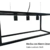 Lampara Hierro Colgante Negro 3 Luces Vintage Rectangular