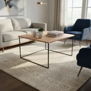 Mesa Ratona Hierro Madera Minimalista 60 X 60 Roble