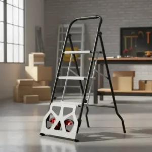 Escalera 2 en 1 con Carro Zorra Plegable de Aluminio Reforzado