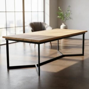 Mesa Rustica Hierro Y Madera Roble Comedor Quincho Galeria