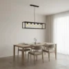 Lampara Hierro Colgante Negro 5 Luces Vintage Rectangular