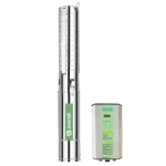 Diámetro 4″. Potencia: 1000W. Variante con aún más profundiad máxima (Altura manométrica máxima 88m).Tipo Impeller de acero inoxidable. Sistema independiente con tecnología MPPT. Ideal para ser instalado en lugares remotos ya que funciona de forma automática y autónoma e incluye sensor de nivel de pozo / de tanque. Estructura de acero inoxidable. Funcionan con y sin baterías. - Guía para la compra - Los modelos de bombas solares Enertik - Familia BSSC4 hasta 48V (incluido 48V) aceptan entrada desde paneles solares (PV) y entrada desde batería Los modelos de bombas solares Enertik - Familia BSSC4 de 110V aceptan entrada desde paneles solares (PV). Los modelos de bombas solares Enertik - Familia BSSC4 de 150V y 220V aceptan entrada desde paneles solares (PV) y CA.