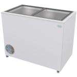 Evaporador con caño de cobre en todos los modelos. Marcos de ABS Termoformados, tapas cristal anti empañante deslizantes.
